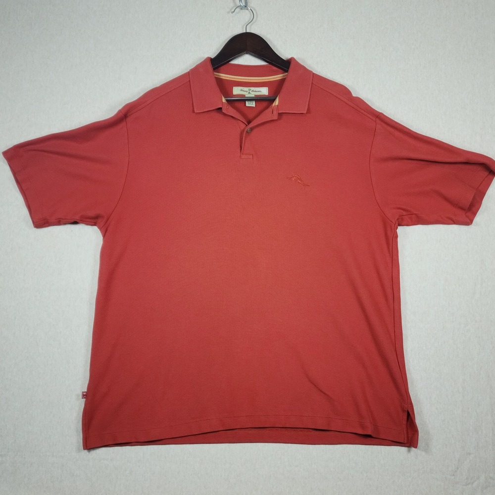 Tommy Bahama Shirt Mens XL Polo Short Sleeve Pima Cotton Rust Red Resortwear